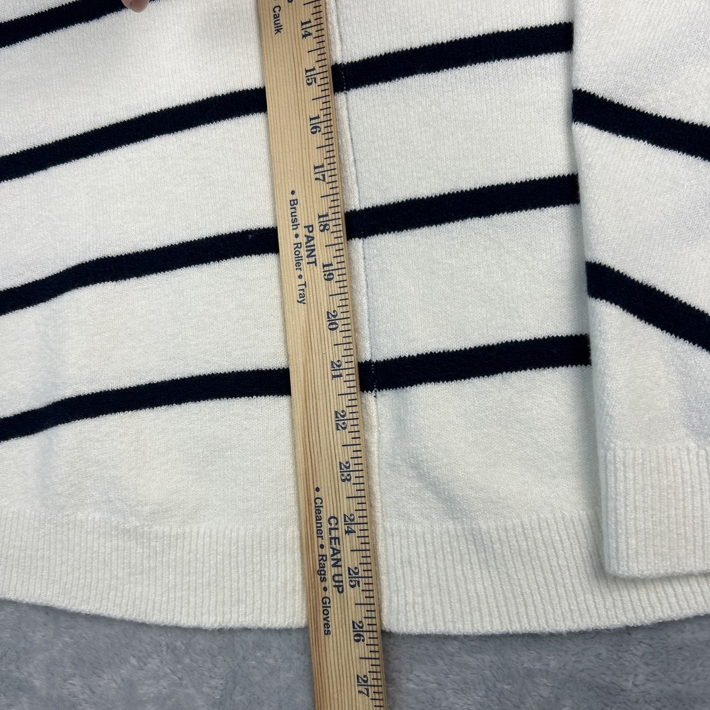 J Jill Knit Cape Sweater Poncho 1 Sz Ivory‎ Navy Stripe Soft Cozy Beachy Classic - Picture 5 of 8